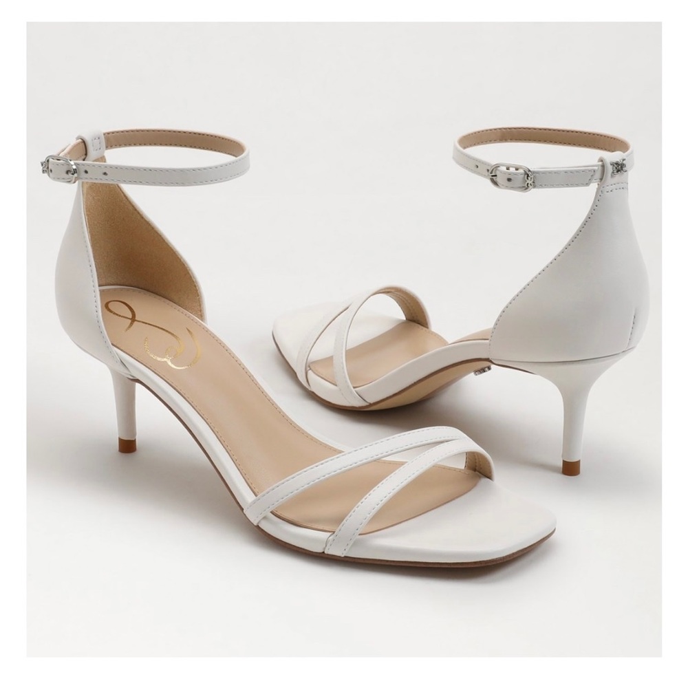 Sam Edelman Peonie 2.25” Heels, White Leather, Ivory